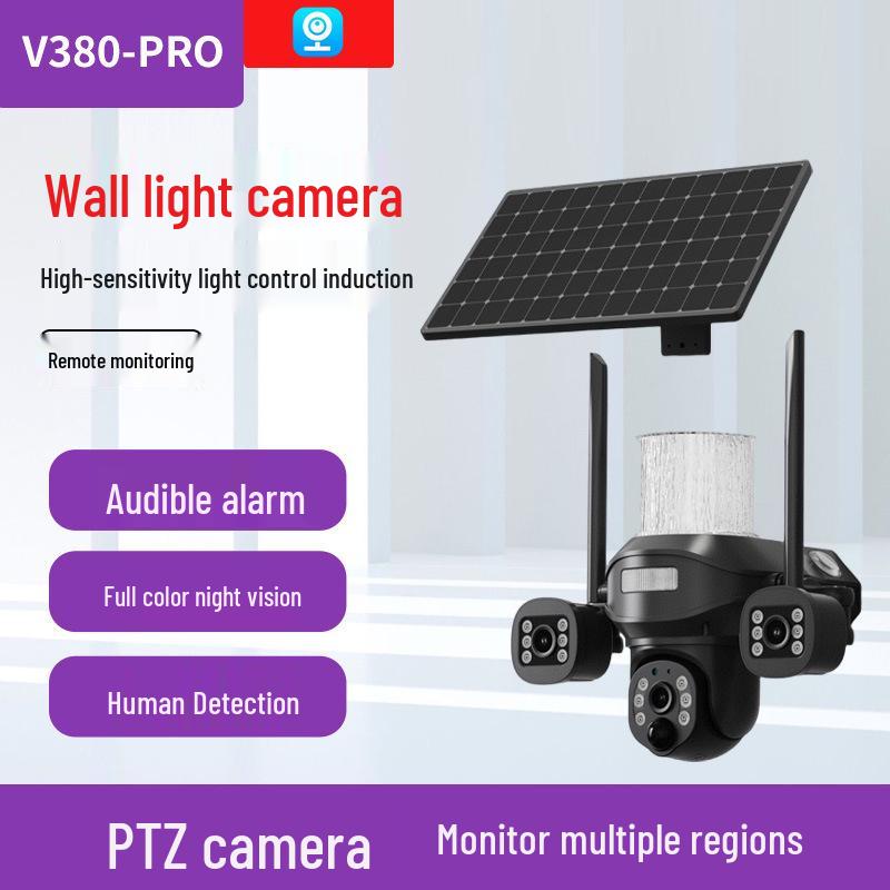 

V380 Solar-Powered Outdoor 4G Camera with Remote Multilens and HD Single Color - Wi-Fi Version