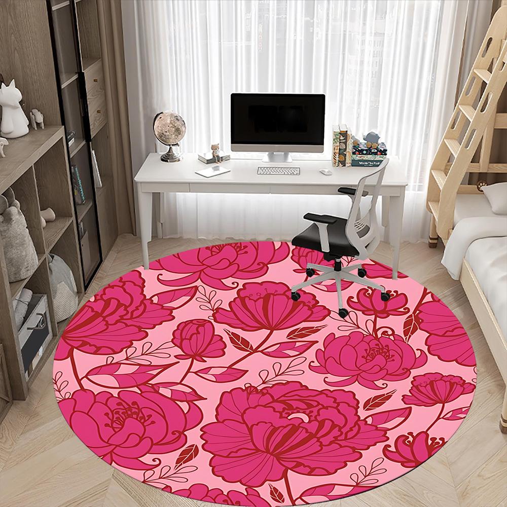 1pc Floral Pattern Chair Carpet for Office, Non slip, Soft and Durable Office Rug for Interior Decoration