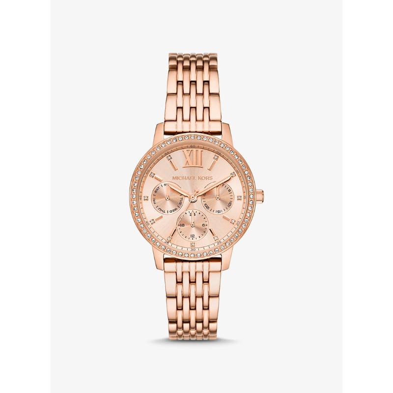 Michael Kors Melissa Pavé Rose Gold-Tone Watch MKO1081