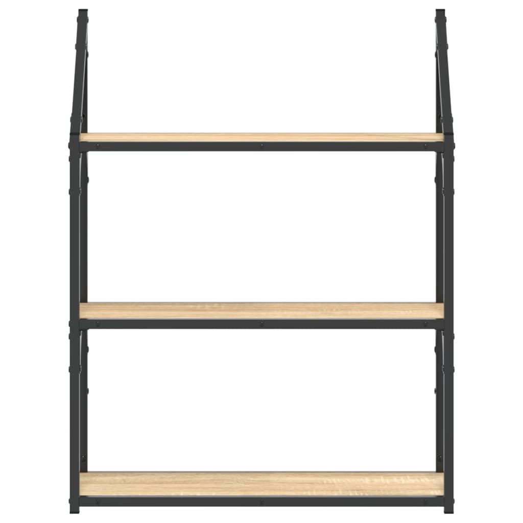 Wall Shelf with 3 Shelves Sonoma Oak Finish 60 x 21 x 78.5 cm Particleboard