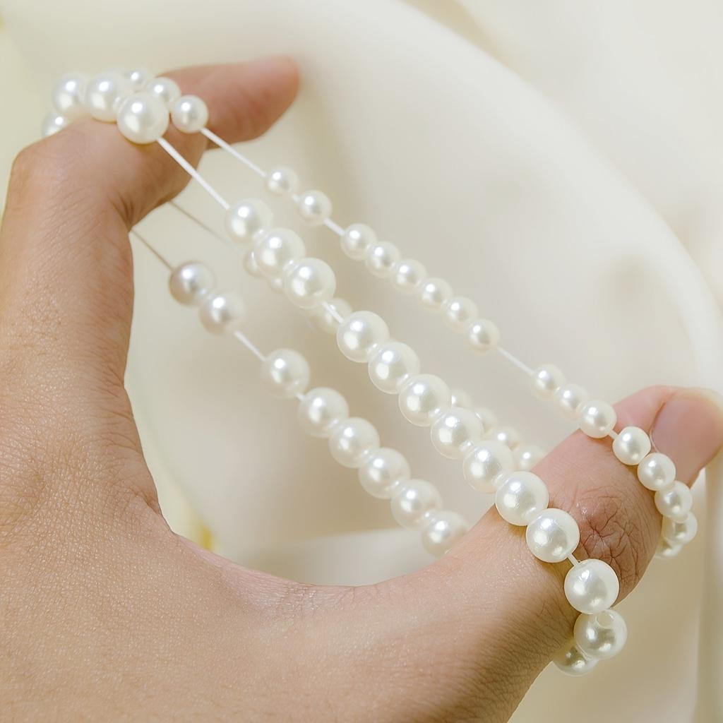 2 Pcs/set Elegant Imitation Pearl Bracelet Bohemian Minimalist Elastic Bracelet Suitable for Daily Wear Women's Jewelry Bracelet