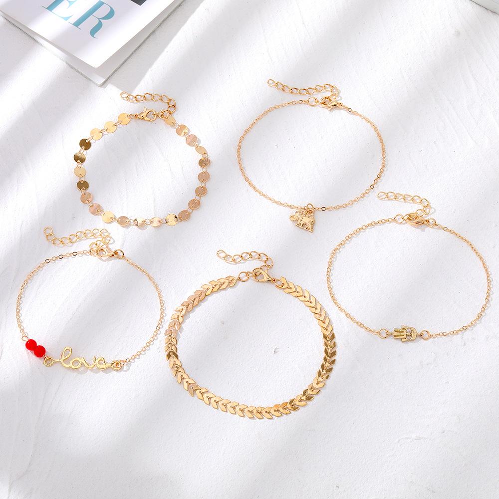 Ladies Bohemian Retro Beach Anklet 5 In 1