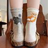 Cartoon Cat Egg Socks Medium Tube Socks Tide Spring And Autumn Cotton Socks Cute Accessories Animal Kitten Stockings