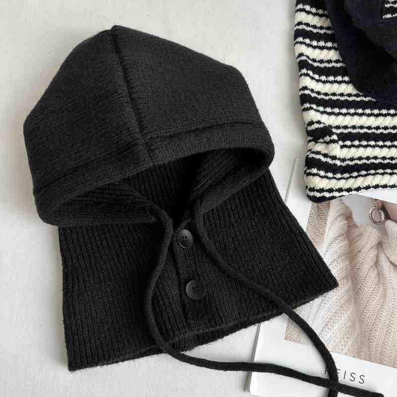 Hat and scarf combined, women's autumn and winter new neck warmer, warm woolen neck scarf, fashionable and stylish Korean-style knitted pullover hat