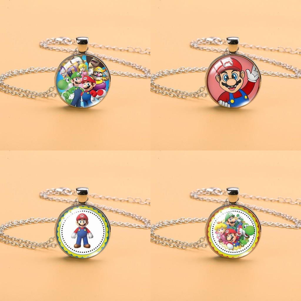 Adorable Cartoon Mario Necklace With Charming Princess Peach Pendant For Stylish Sweater Accessory
