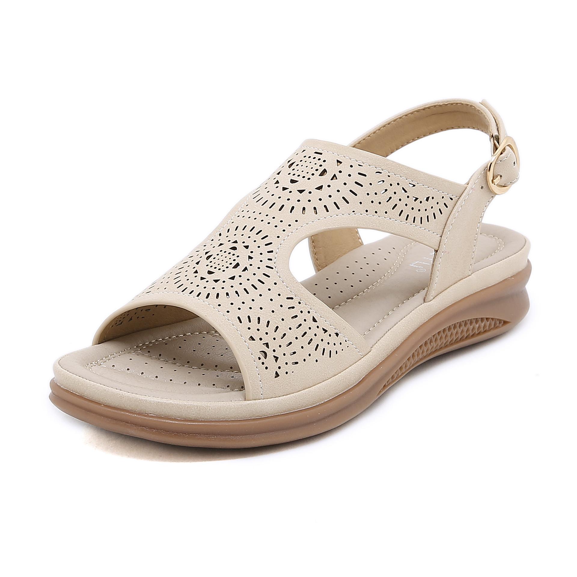 

Новые сандалии женские повседневные и легкие большого размера ретро танкетка удобные сандалии 38 абрикосовый