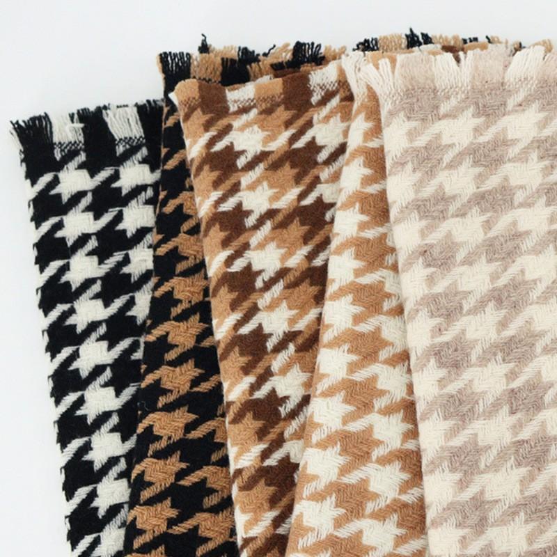 100% Wool Houndstooth Scarf Women Men Winter Warm Long Shawl Chic Elegant Wrap