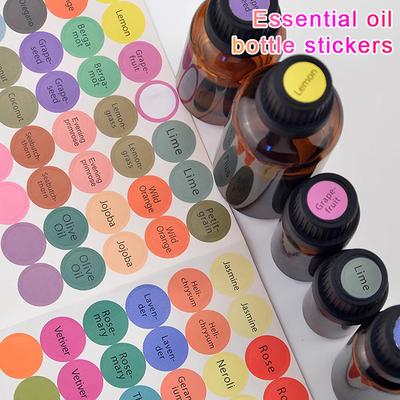 1set 192 Pcs Essential Oil Bottle Cap Lid Label Pre-printed Essential Oil Bottles Cap Lid Labels Round Circle Stickers