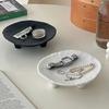 Creative Ceramic Jewelry Tray with Unique Three Legged Artistic Design Multifunctional Oval Desktop Accessory Tray