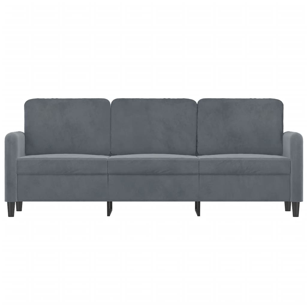 Vidaxl Sofa 3-Osobowa, Ciemnoszara, 180 Cm, Obita Aksamitem