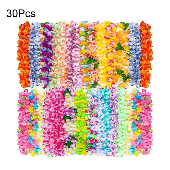 Hawaiian Leis Bulk Colorful Faux Flower Necklace Leis Tropical Theme Party Favors for Adults Hawaii Summer Beach Luau Party Birthday Party Supplies