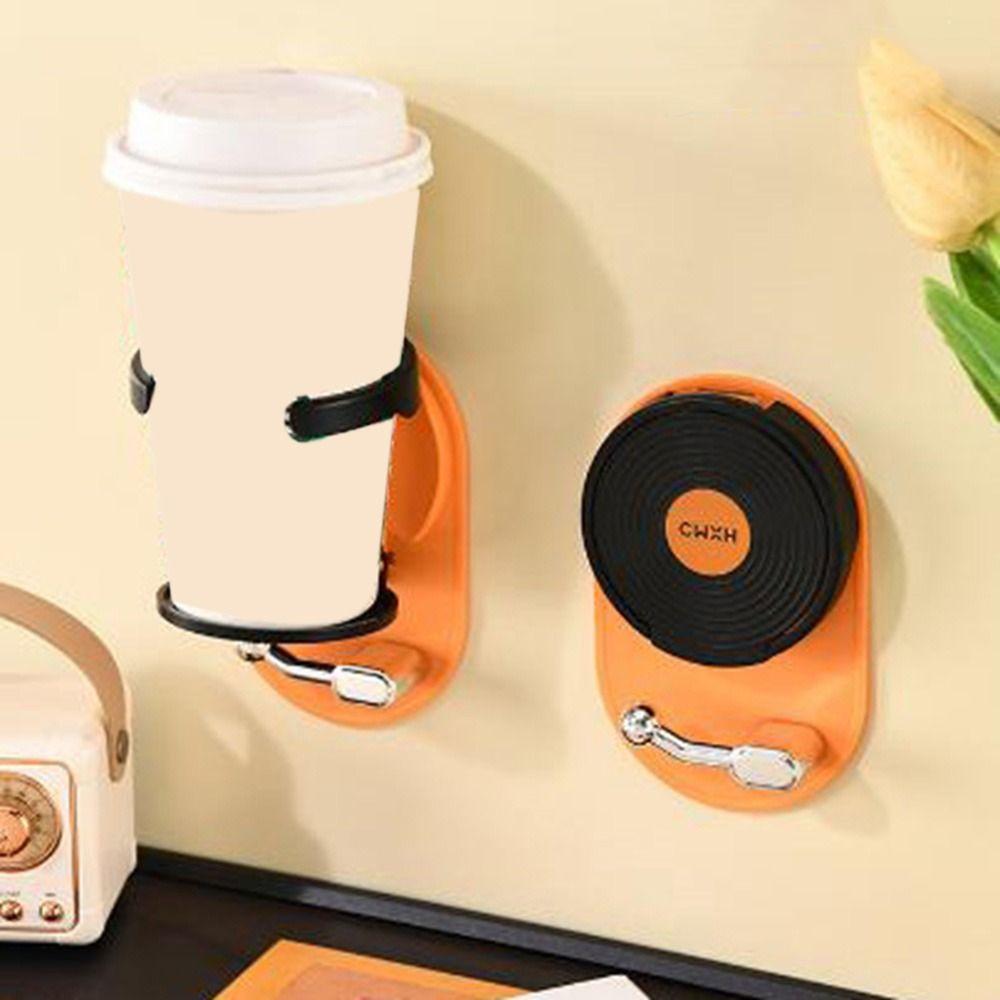 Wall Mounted Folding Cup Holder No Punching Drink Holder Desktop Bottle Rack  Bedroom