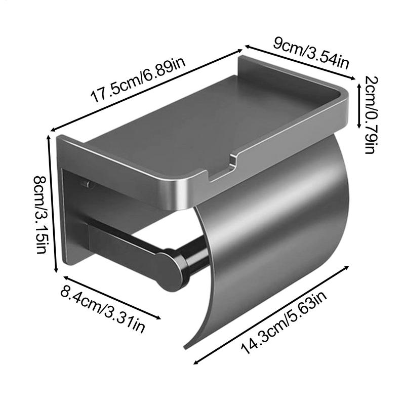 Metal Toilet Tissue Holder Bathroom Tissue Holders With Cell Phone Shelf Toilet Paper Dispenser No Drilling Fits Different Home