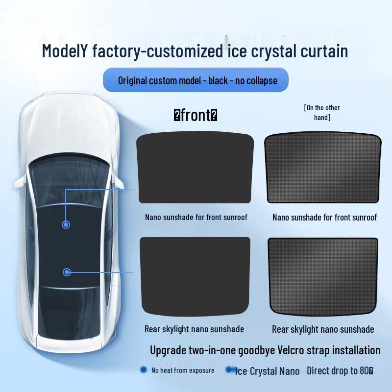 Tenda parasole e rete isolante termica per tetto apribile Tesla Model Y/3