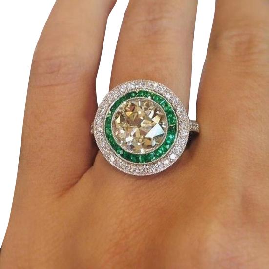 Fashion Women Big Round Multicolor Cubic Zirconia Engagement Finger Ring Jewelry