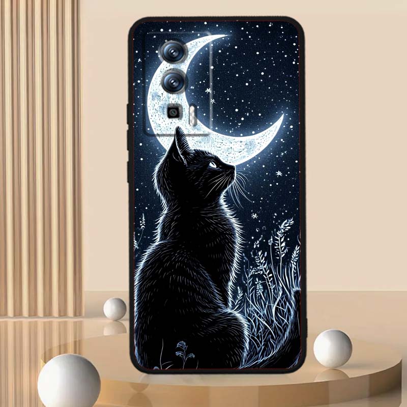 Cartoon Cat Cute For Xiaomi Redmi 12 13C 12C 13 10C 9T A2 9A 9C 7A Note 10S 8T 10 9 8 Pro 4G 5G Black Phone Case