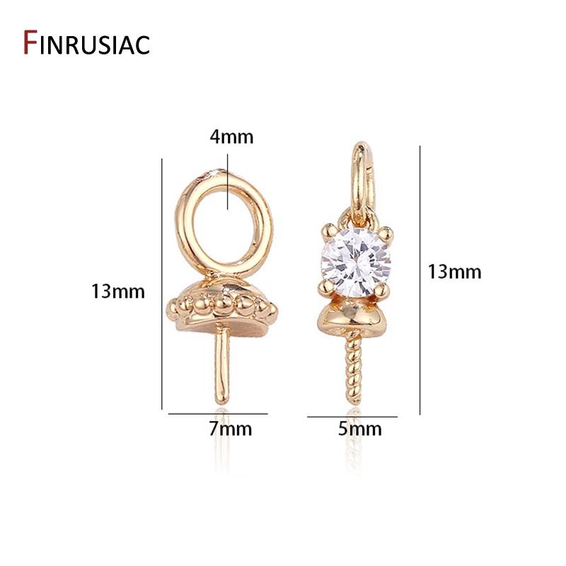 14k gold plated Jewelry Making Supplies Pendant Pearl Beads Holder Pin Pendant Connector Pendant Beads Cap for DIY Jewellery