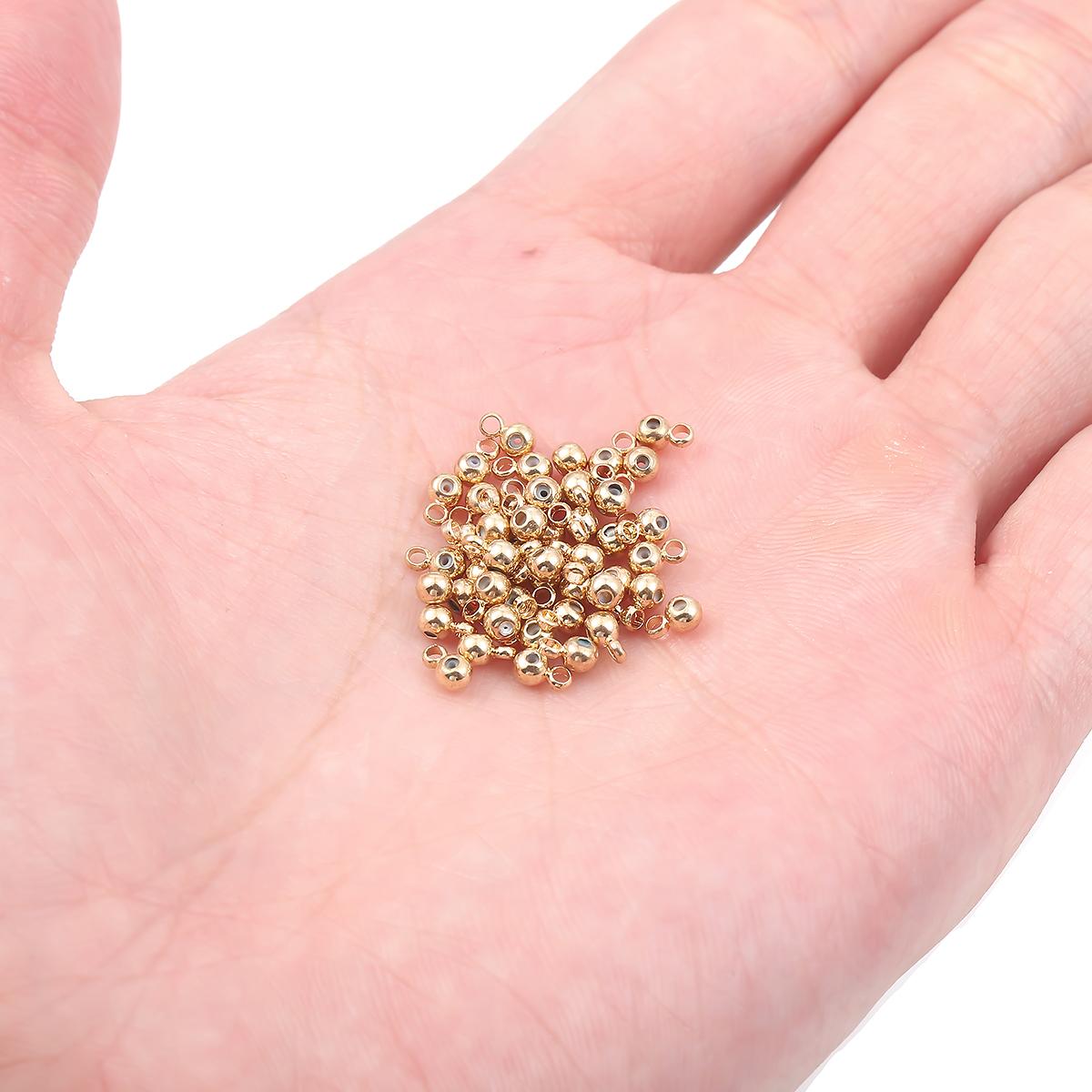 

10 шт., бусины-слайдеры из нержавеющей стали, круглые бусины с резиновой прокладкой для изготовления ювелирных изделий, аксессуары 3mm золотой