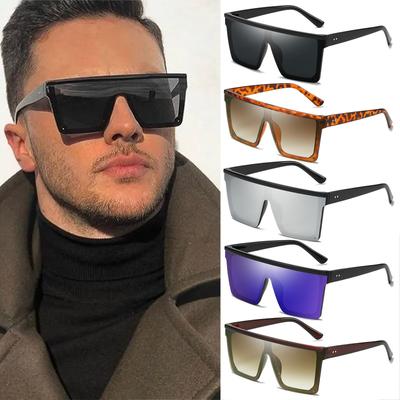 Fashion Vintage Square Sunglasses Men Gradient One Piece Frame Sunshade Non-polarized Outdoor Driving Sunglasses