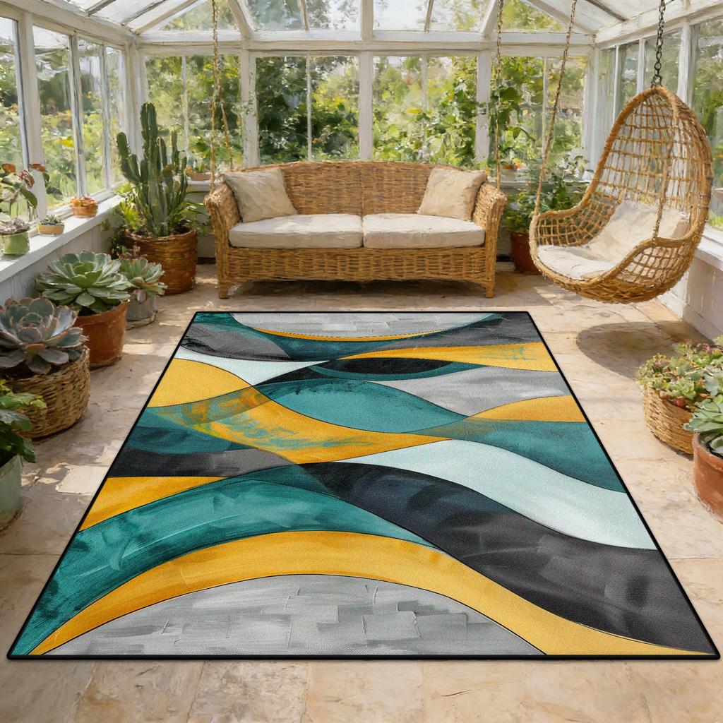 Modern Abstract Geometric Fluffy Sunroom Rug Living Room Decoration Aesthetic Antiskid Carpet Big Size Easy Clean Soft Floor Mat