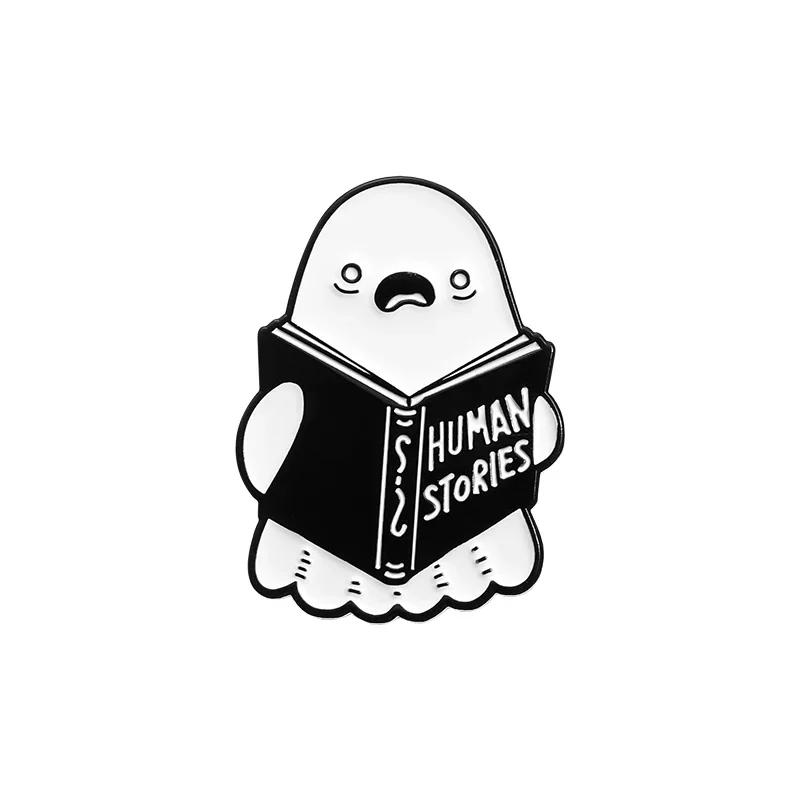 Halloween Punk Ghost Collected Enamel Pin Custom Spooky Boo With Black Cat Brooches Clothes Lapel Badge Jewelry Gift for Friends