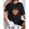 White T-Shirt With Confetti Heart Print And Text For Casual Wear