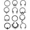 Edelstahl offener Nasenring-Set mit Zirkonia Ohrringen und Nasenpiercing Zubehör