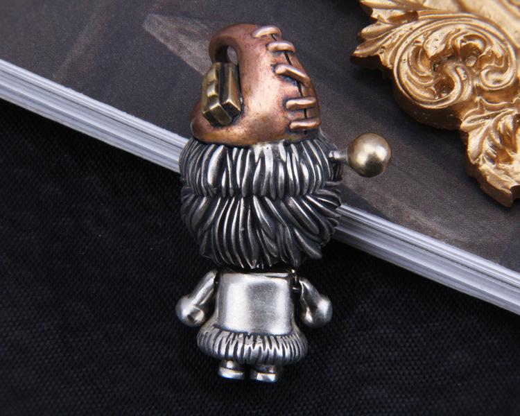 Wudou Doll Sterling Silver Goofy Old Man Christmas Pendant Necklace