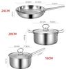3pcs/Set Pot Stainless Steel Cookware of Frying Pan Milk Pot and Soup Pot Kitchen Utensil