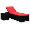 Day and Night - Day and Night Lounger with Cushion and Red Synthetic Rattan Table