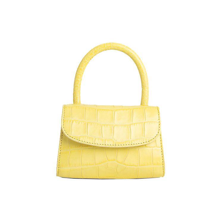 

By Far Mini Croco Series Fashion Solid Color Magnetic Closure Crocodile Pattern Leather Flap Bag Handheld Shoulder Crossbody Bag Mini 21CRMINACUSDSMA Basic Set (Bag+Dust Bag)