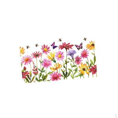 Bunte Blumen Wandkunst Aufkleber Fensteraufkleber Selbstklebend 11,8x23,6 Zoll Dekorativ für Kinder