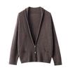 Le Kasha Women's 2026 V-neck Cashmere Cardigan - Korean Style, Autumn/Winter, Loose Fit, Buttoned Coat