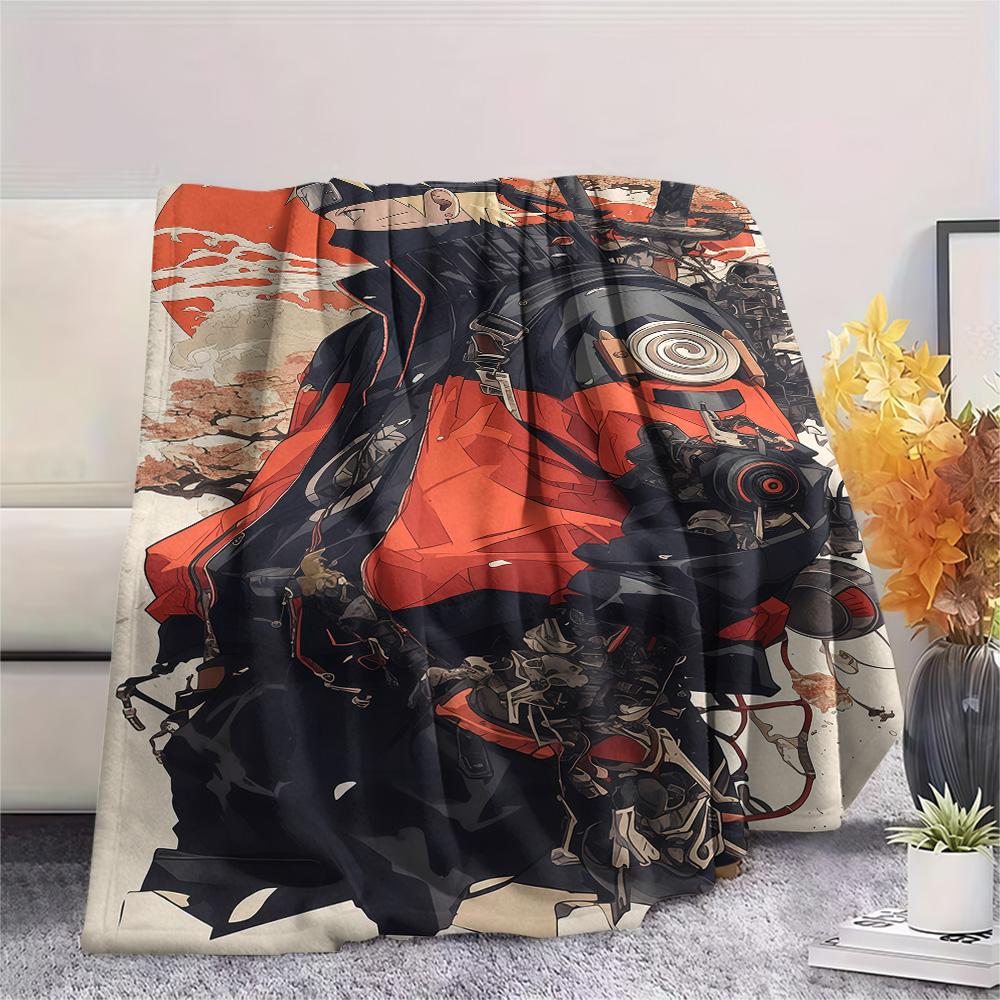 1PC Naruto Cloud Power Patterned Flannel Blanket Suitable For All Seasons For Home Decor Warmth And Comfort Gifts Holiday Present