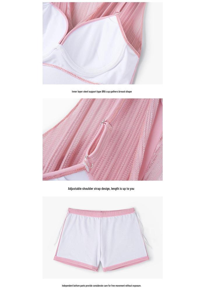 2026 Women's Fairy Style Slimming One-Piece Swimsuit - Tummy Concealing & Conservative for Summer Swimwear
