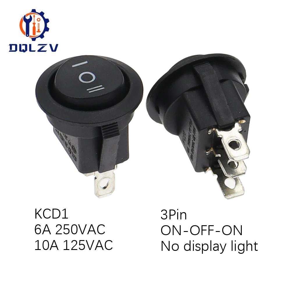 22mm Red Black White ON/OFF Round Rocker Toggle Switch 6A/250VAC 10A 125VAC Power Switch Cap with Plastic Push Button Switch