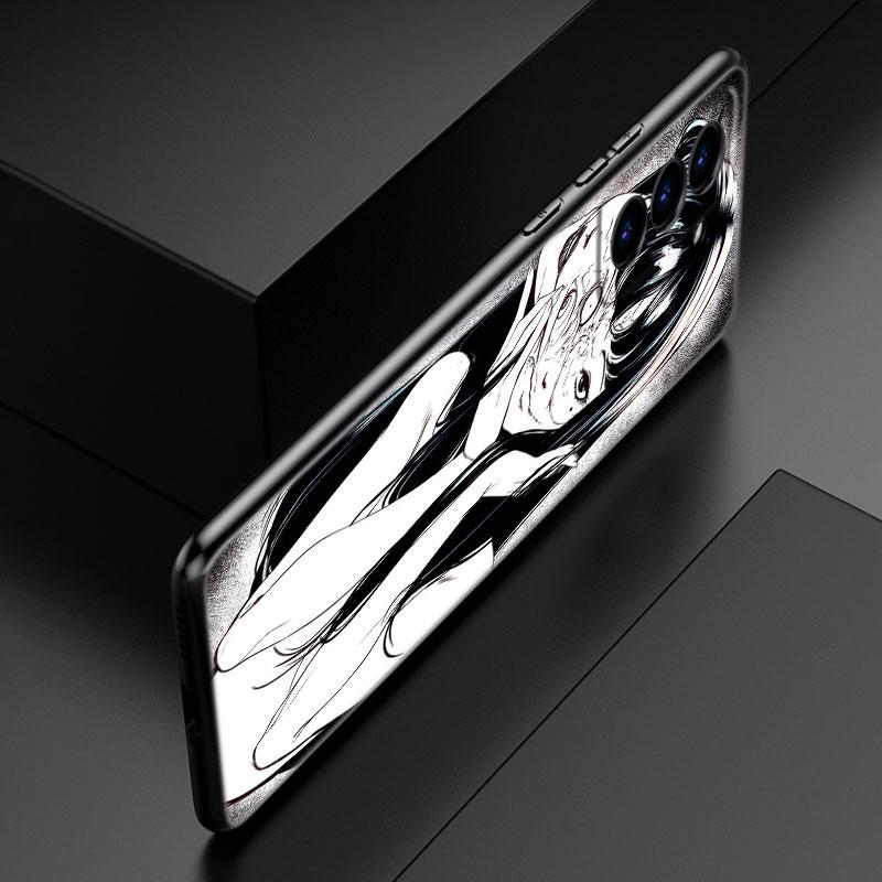 Japanese Horror Manga Black Silicone Phone Case For Samsung Galaxy S23 S21 S20 FE S24 S22 Ultra S10E S10 S9 S8 Plus