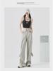 Women's 2025 Military Green Straight-Leg High Waist Cuffed Casual Pants