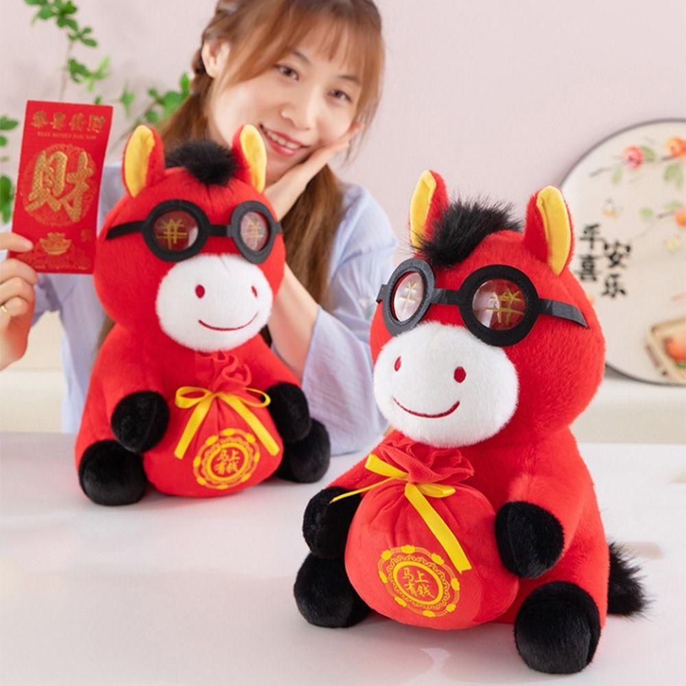 Creative Zodiac Pony Figurine Mascot Dolls Cute Horse Stuffed Animal Chinese New Year