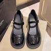 French Retro Shallow Mouth Mary Jane Shoes Women's Spring 2025 New Thick Heel Single Shoes One-word Buckle Belt Small Leather Shoes Tide