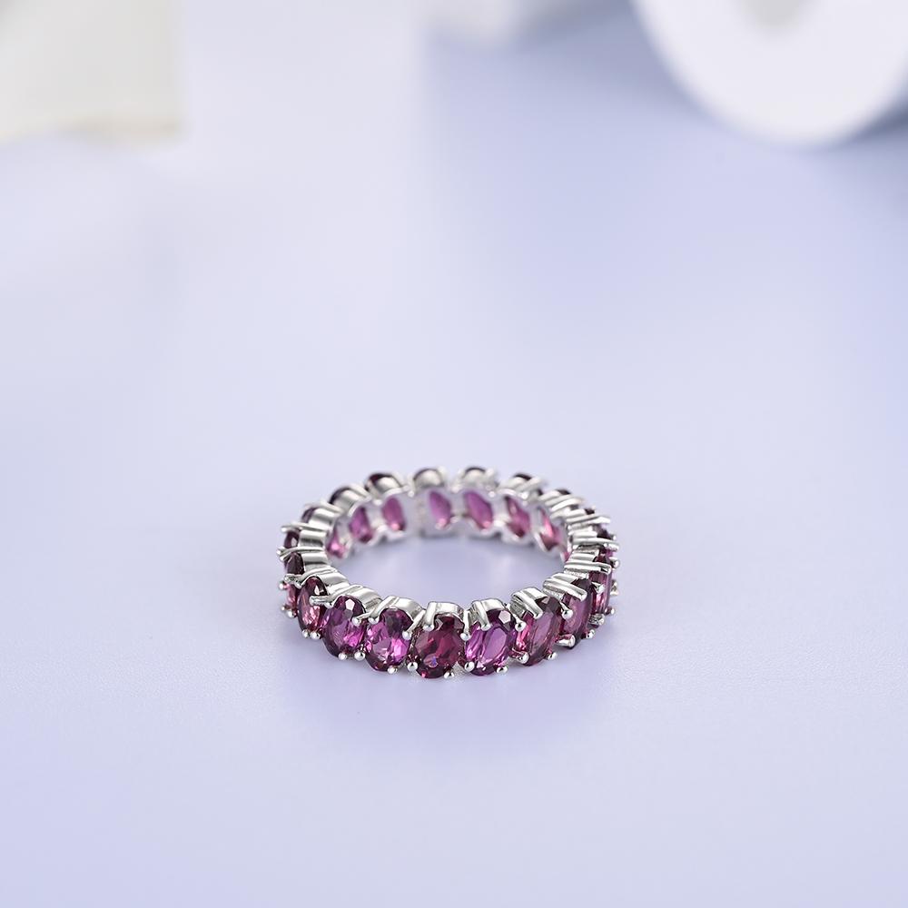 Classic Elegant January Birthstone Silver Ring with Natural Rhodolite Garnet Jewelry for Women Anniversary & Birthday Gifts