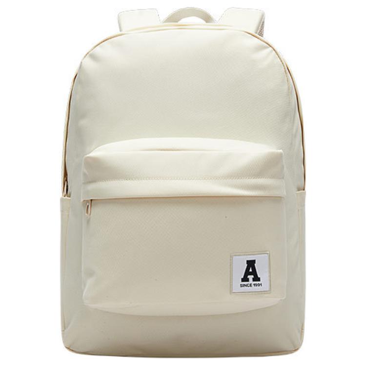 New Anta Life Collection Fabric Top Student Backpack, Students Backpack Unisex Light Beige White 992518151R-14