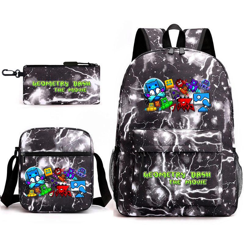 Geometry sprint game backpack geometry dash heat transfer backpack elementary school bag leisure bag