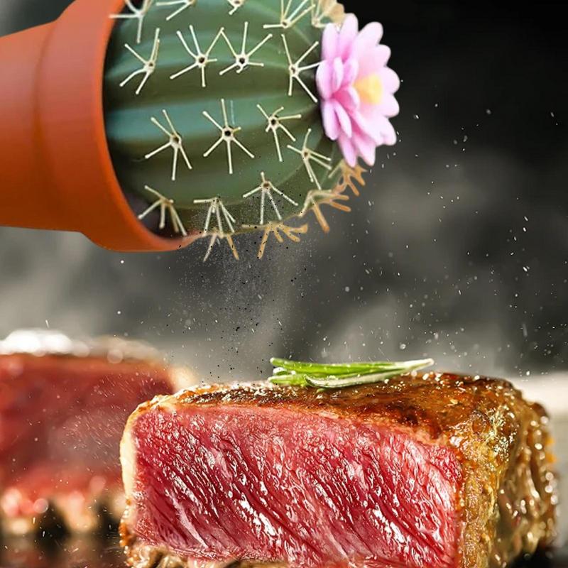 Salt Pepper Shakers Cactus Shape Design Salt And Pepper Dispenser Bottle Leak-Proof Condiment Shakers Container For Kitchen