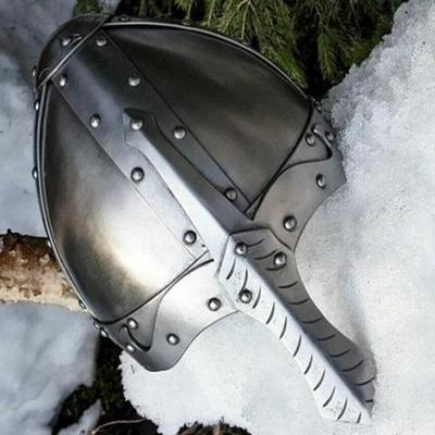 קסדת שריון ויקינגי נורמני מימי הביניים 18GA SCA LARP קרב לוחם אביר קסדת פלדה קסדה ויקינגית