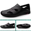 Atmungsaktive Sandalen Herren trendige Taschenkopf Sportschuhe Lochschuhe Herren Lederschuhe Weichleder Herren Freizeitschuhe für den Strand