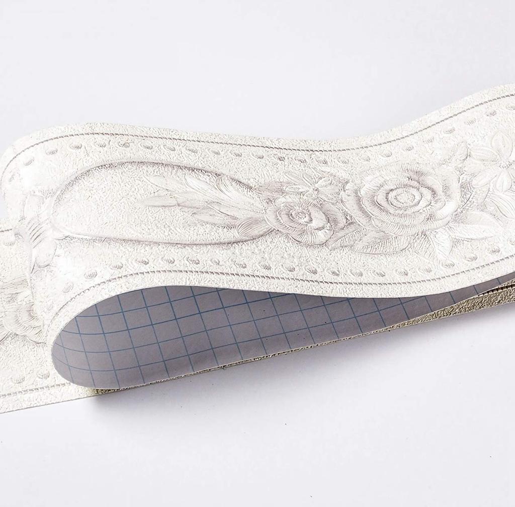 Papier peint amovible étanche avec bordure motif rose facile et élégant Masque de réparation x 5m Sticker mural [SRrabbit] Bricolage ! Autocollant, Ruban adhésif, 10,5 cm (Blanc,