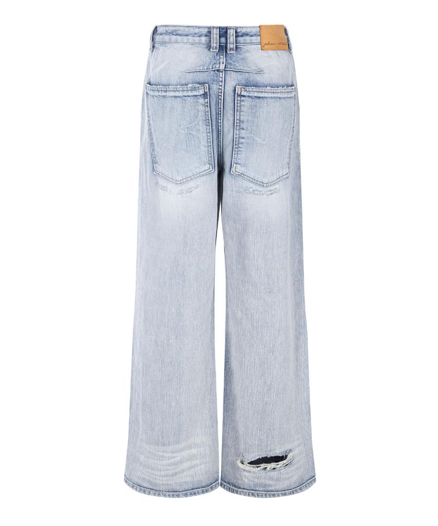 Peullijeunopallou 25Damaged Washing Wide Denim (Ice Blue)