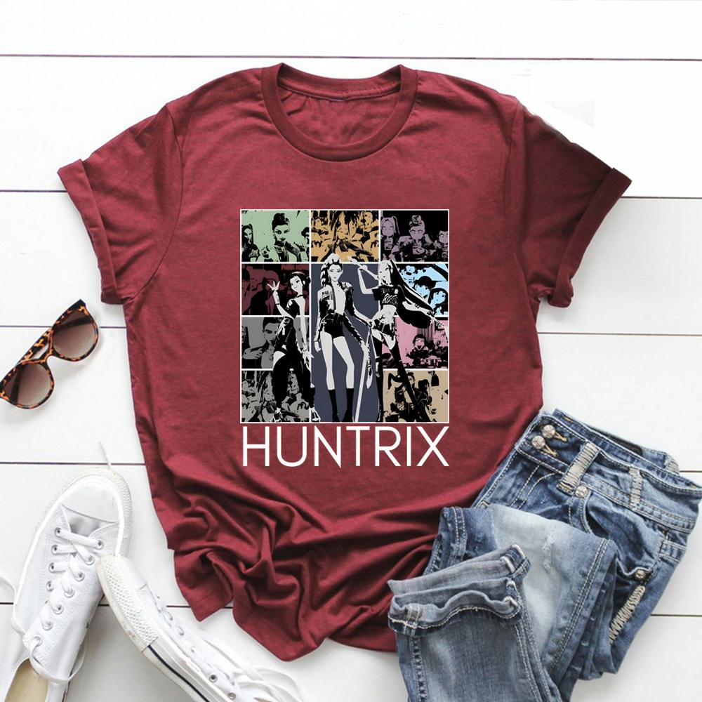 Kpop Demon Hunters T-Shirt Huntrix Girl Band T Shirt Women Short Sleeve Graphic T Shirts Kpop Streetwear Tops Huntrix Fan Gift
