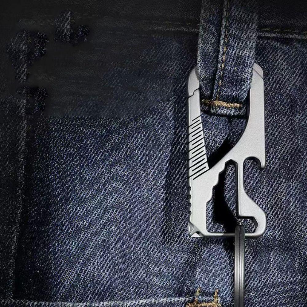 Multi-functional Bottle Opener Real Titanium Alloy Super Lightweight EDC Key Rings Tool Hanging Keychains Buckle Pendant 4